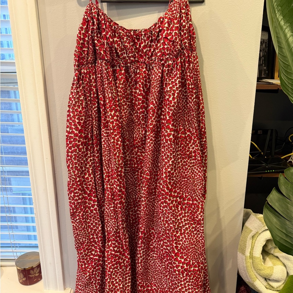 J. Crew Red and White Midi Dress